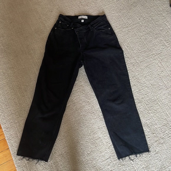 Abercrombie Curve Love The Dad High Rise Black Rinse Wash - Picture 4 of 6